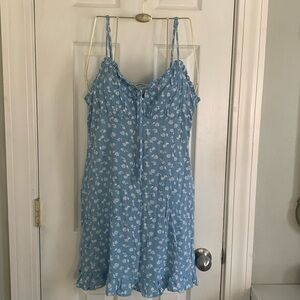 LA HEARTS Light Blue Floral Print Sun Dress Size M